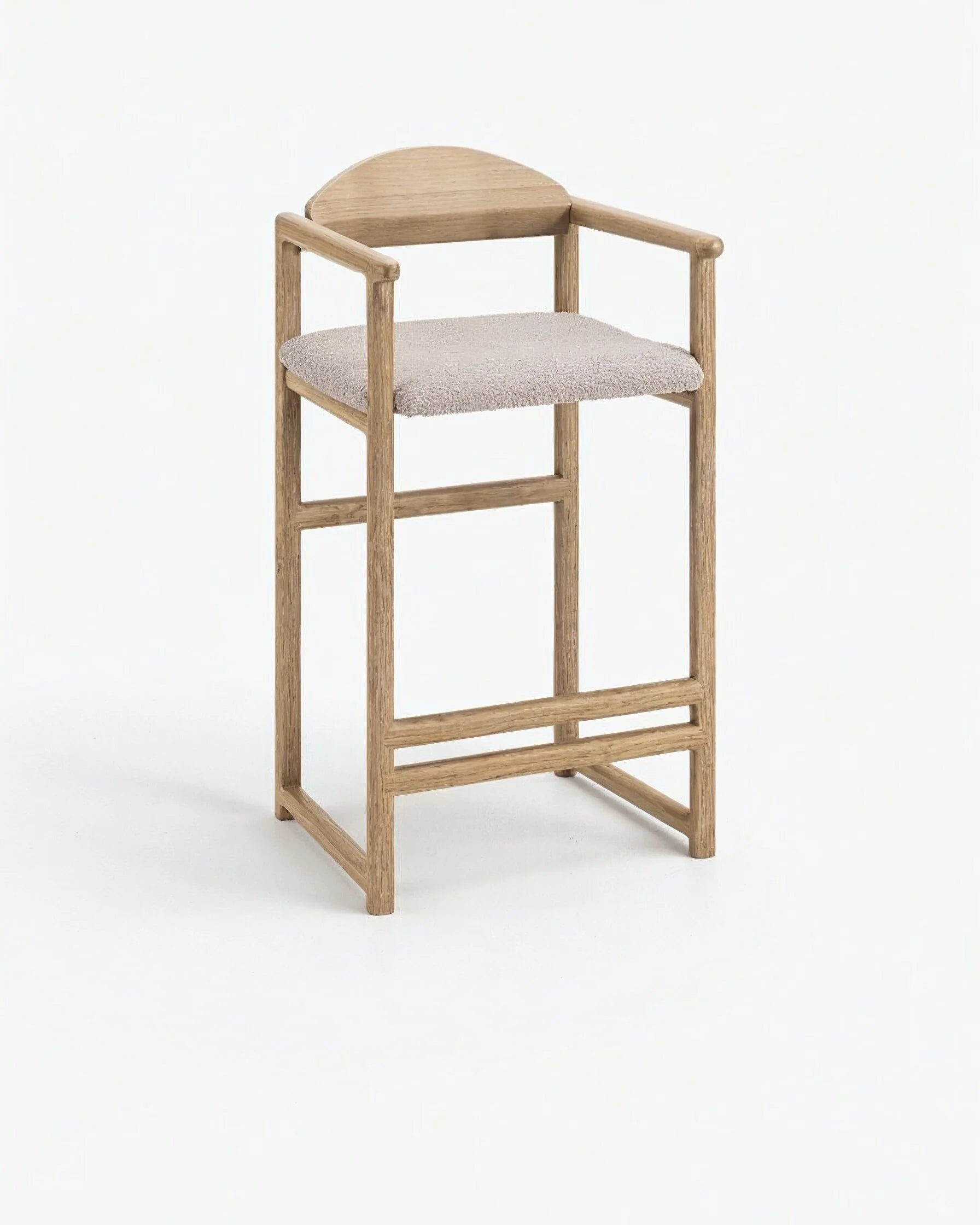 Carl Bar stool - Oak - Greige bouclé